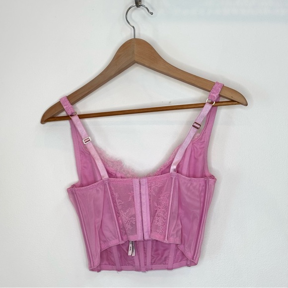 Victoria's Secret Dream Angels Lace Up Corset Top Lilac Chiffon Size M - DD - Picture 5 of 12